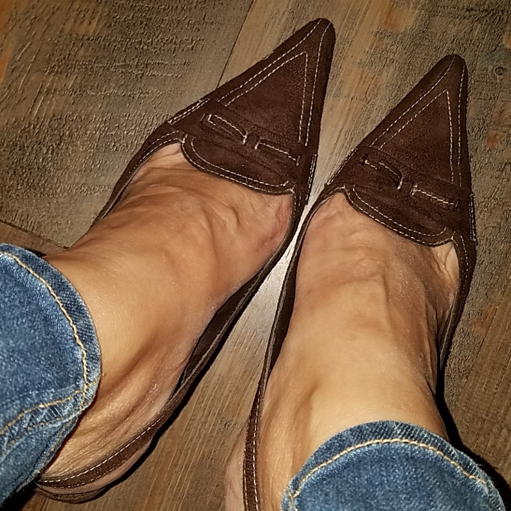 George chocolate brown dressy sandals heels sz 7 - Picture 1 of 5